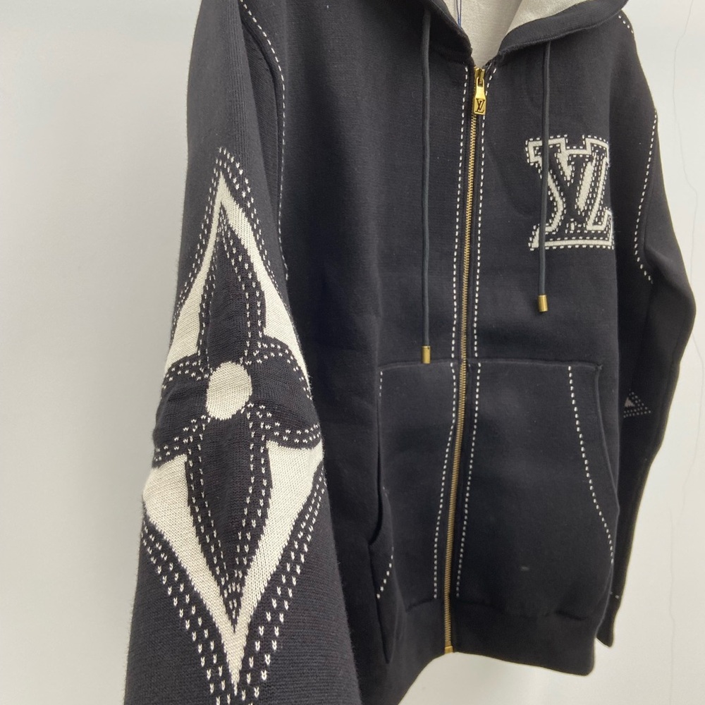 Louis Vuitton Black Hoodie Jacket with Cream Lined Hood - Picture 3 of 10
